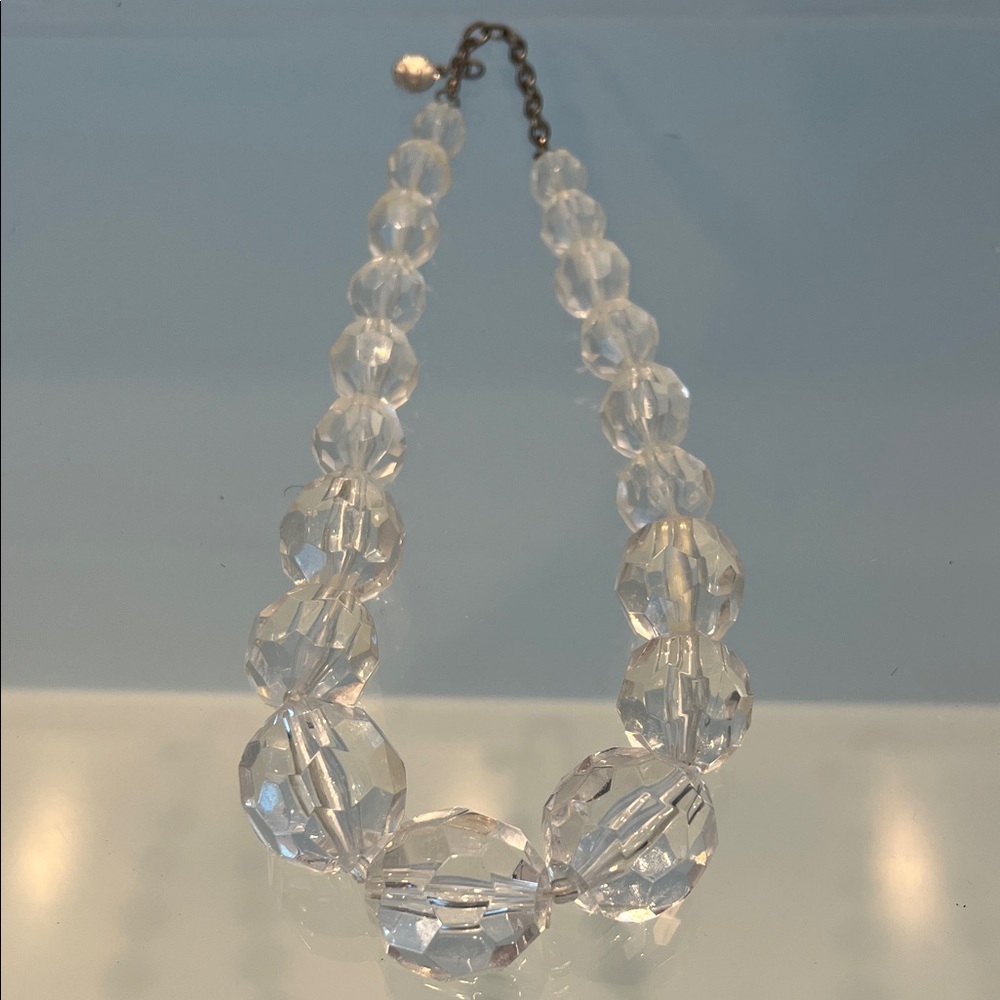 Elegant Clear Faceted Resin Bead Necklace